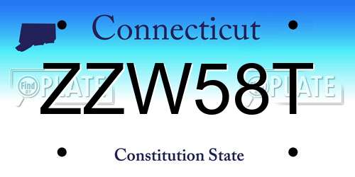 ZZW58T Connecticut License Plate