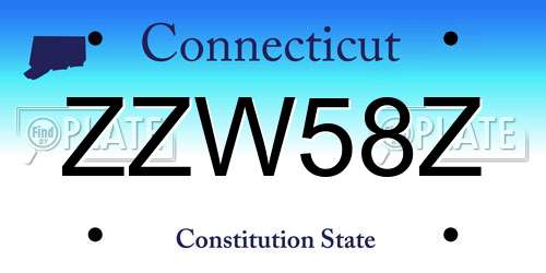 ZZW58Z Connecticut License Plate