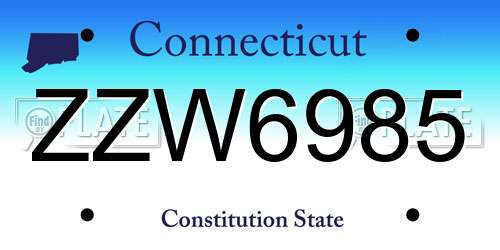 ZZW6985 Connecticut License Plate