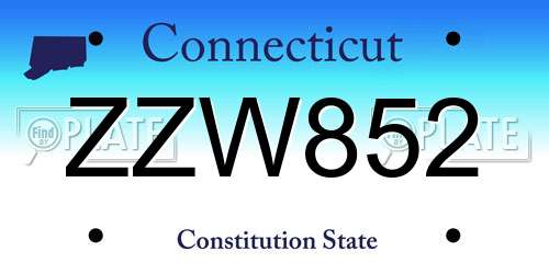 ZZW852 Connecticut License Plate
