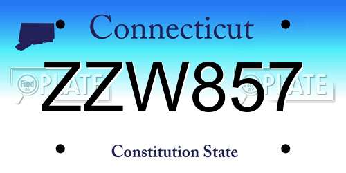 ZZW857 Connecticut License Plate