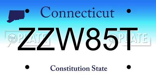 ZZW85T Connecticut License Plate