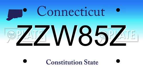 ZZW85Z Connecticut License Plate