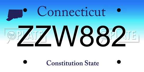 ZZW882 Connecticut License Plate