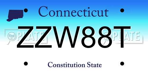 ZZW88T Connecticut License Plate