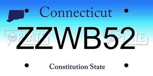 ZZWB52 Connecticut License Plate