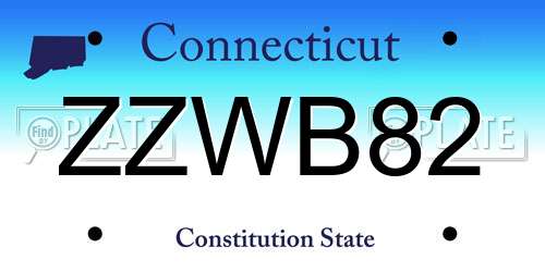 ZZWB82 Connecticut License Plate