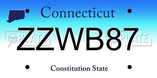 ZZWB87 Connecticut License Plate