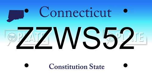 ZZWS52 Connecticut License Plate