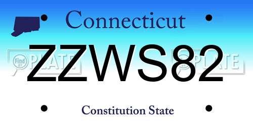ZZWS82 Connecticut License Plate