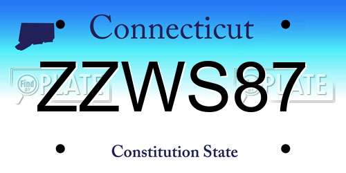 ZZWS87 Connecticut License Plate