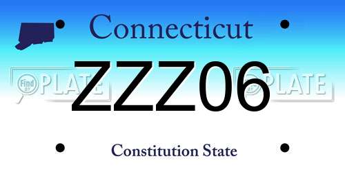 ZZZ06 Connecticut License Plate