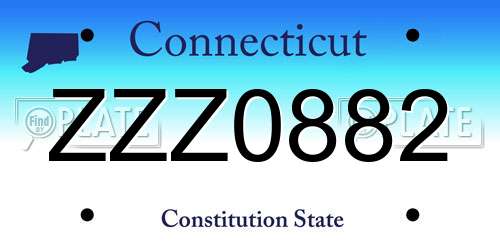 ZZZ0882 Connecticut License Plate