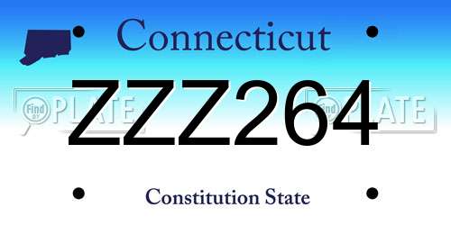 ZZZ264 Connecticut License Plate