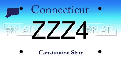 ZZZ4 Connecticut License Plate