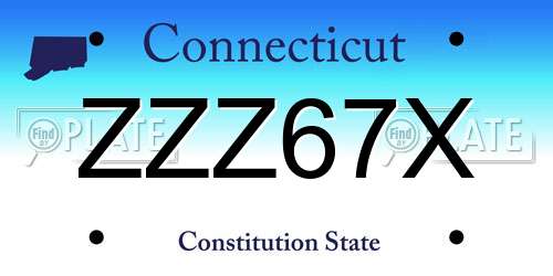 ZZZ67X Connecticut License Plate