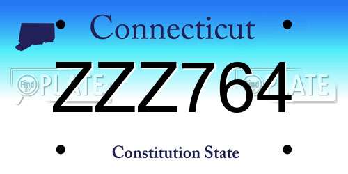 ZZZ764 Connecticut License Plate