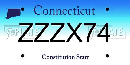 ZZZX74 Connecticut License Plate