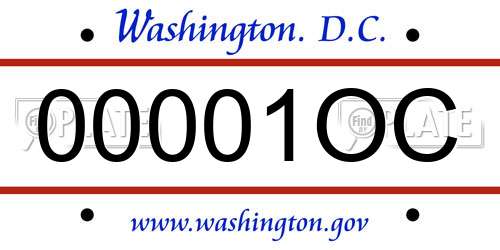 00001OC District Of Columbia License Plate