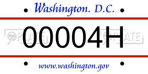 00004H District Of Columbia License Plate