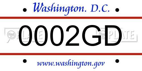0002GD District Of Columbia License Plate
