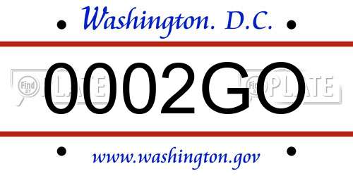 0002GO District Of Columbia License Plate