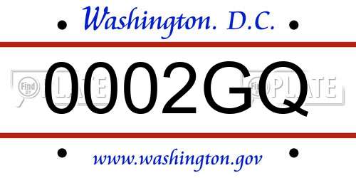 0002GQ District Of Columbia License Plate