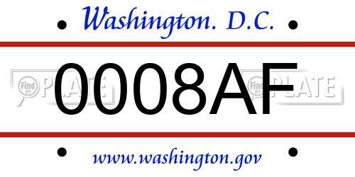 0008AF District Of Columbia License Plate