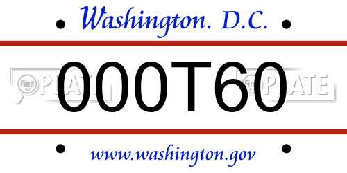 000T60 District Of Columbia License Plate