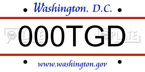 000TGD District Of Columbia License Plate