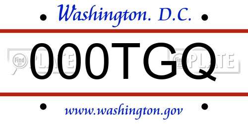 000TGQ District Of Columbia License Plate