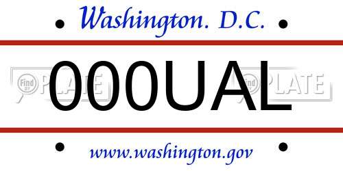 000UAL District Of Columbia License Plate