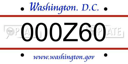 000Z60 District Of Columbia License Plate