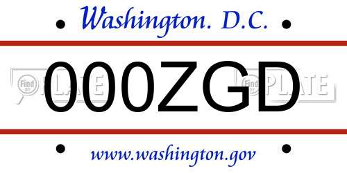 000ZGD District Of Columbia License Plate