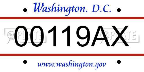 00119AX District Of Columbia License Plate