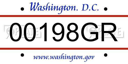 00198GR District Of Columbia License Plate