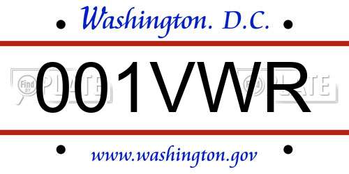 001VWR District Of Columbia License Plate