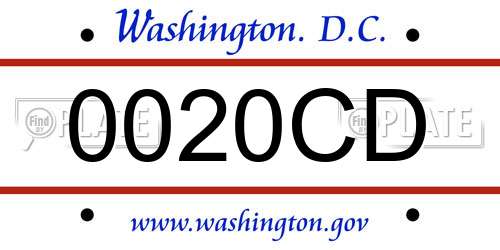 0020CD District Of Columbia License Plate