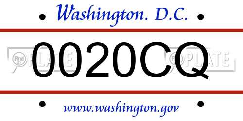0020CQ District Of Columbia License Plate