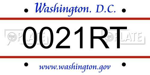 0021RT District Of Columbia License Plate