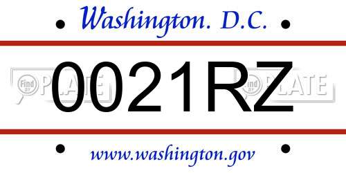 0021RZ District Of Columbia License Plate