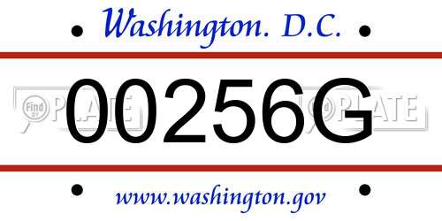 00256G District Of Columbia License Plate