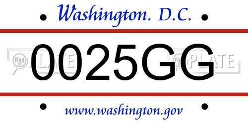 0025GG District Of Columbia License Plate