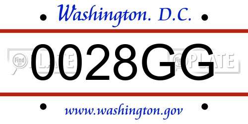 0028GG District Of Columbia License Plate