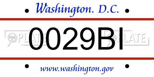 0029BI District Of Columbia License Plate