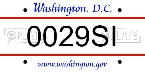 0029SI District Of Columbia License Plate