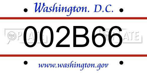 002B66 District Of Columbia License Plate