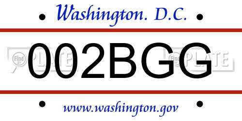 002BGG District Of Columbia License Plate