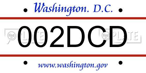 002DCD District Of Columbia License Plate