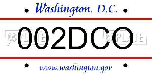 002DCO District Of Columbia License Plate